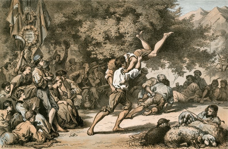 Un combate de lucha suiza de Swiss School