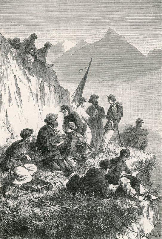 Estudiantes de botánica en las montañas de Swiss School