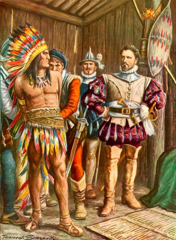 Ferdinando Cortés encarcelando a Moctezuma de Tancredi Scarpelli