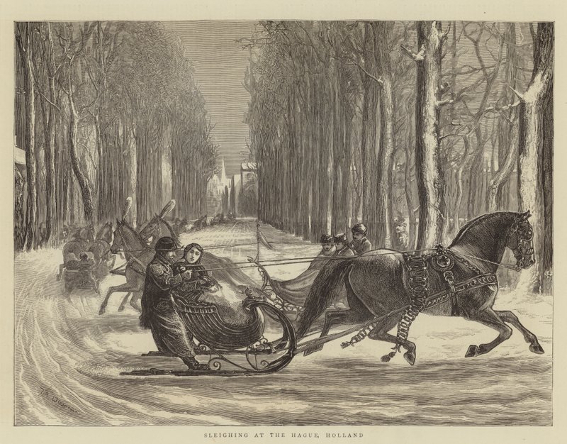 Paseo en trineo en La Haya, Holanda de Theodore Blake Wirgman