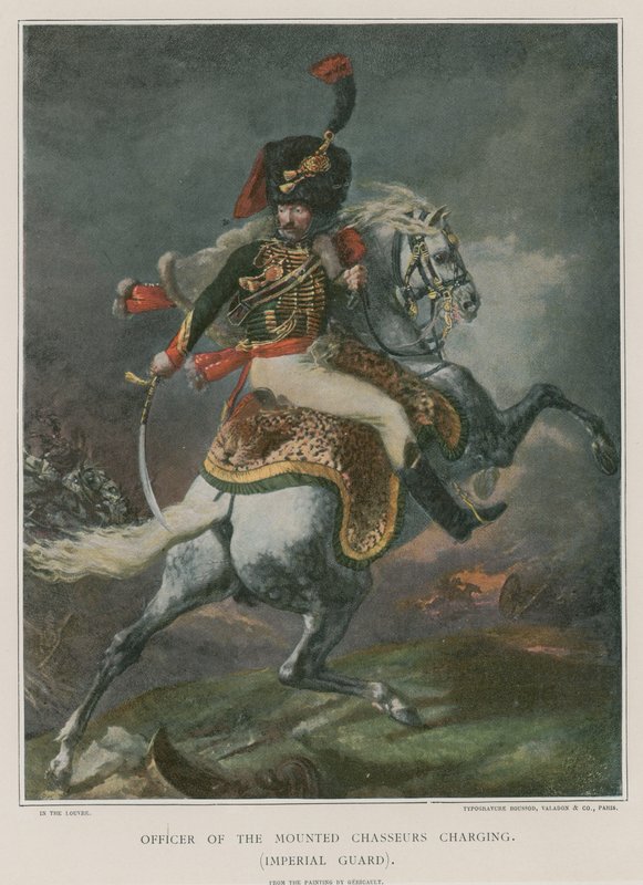 Oficial de los Cazadores Montados cargando de Theodore Gericault