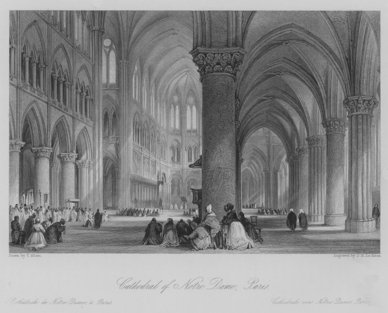 Catedral de Notre Dame, París (grabado) de Thomas (after) Allom