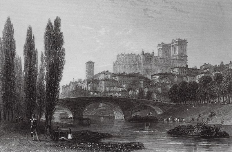 Ciudad de Auch, Pirineos (grabado) de Thomas (after) Allom