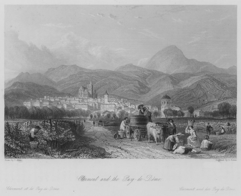 Clermont y el Puy-de-Dome (grabado) de Thomas (after) Allom