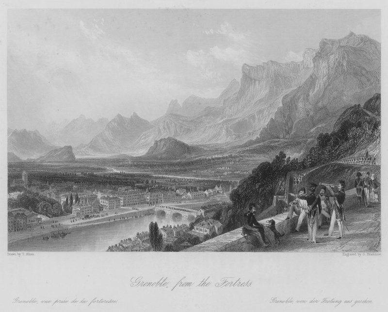 Grenoble, desde la Fortaleza (grabado) de Thomas (after) Allom