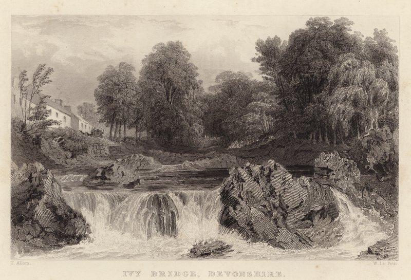 Puente de Ivy, Devonshire (grabado) de Thomas (after) Allom