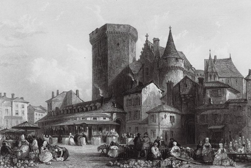Plaza del mercado de Angulema (grabado) de Thomas (after) Allom