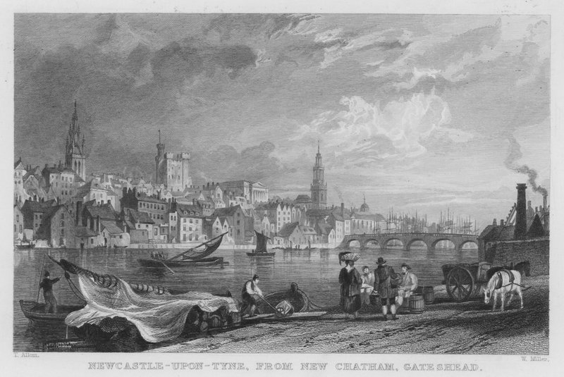 Newcastle-upon-Tyne, desde New Chatham, Gateshead de Thomas (after) Allom