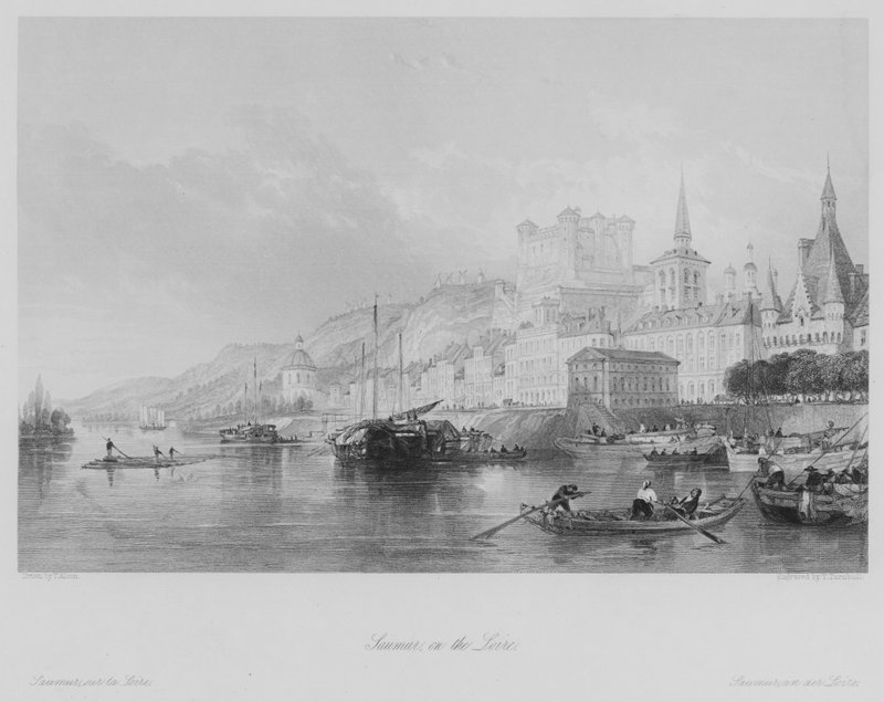 Saumur, en el Loira (grabado) de Thomas (after) Allom