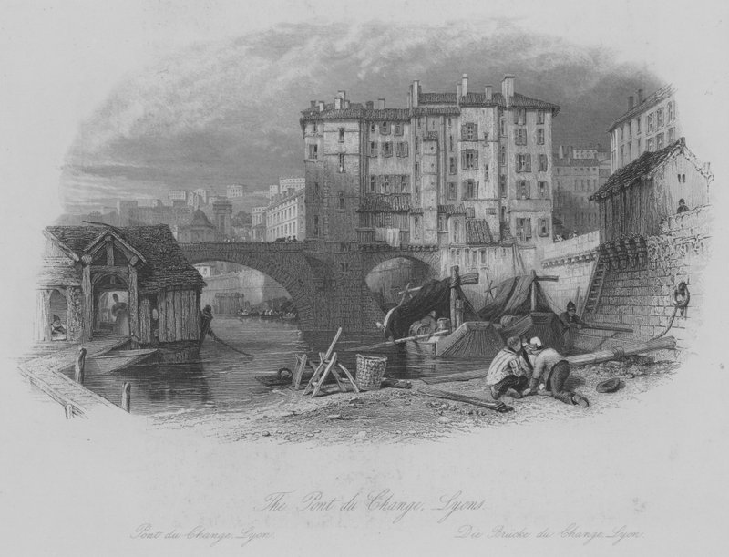 El Puente del Cambio, Lyon (grabado) de Thomas (after) Allom