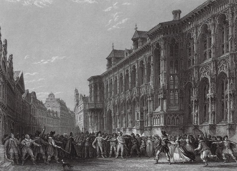 Ayuntamiento de Gante (grabado) de Thomas (after) Allom