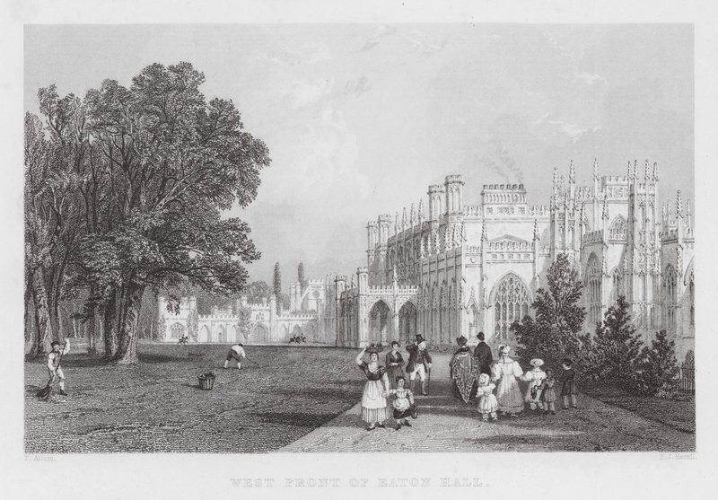 Frente Oeste de Eaton Hall de Thomas (after) Allom
