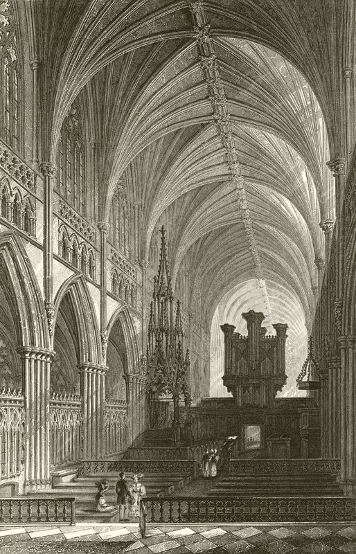 Interior de la Catedral de Exeter de Thomas Allom