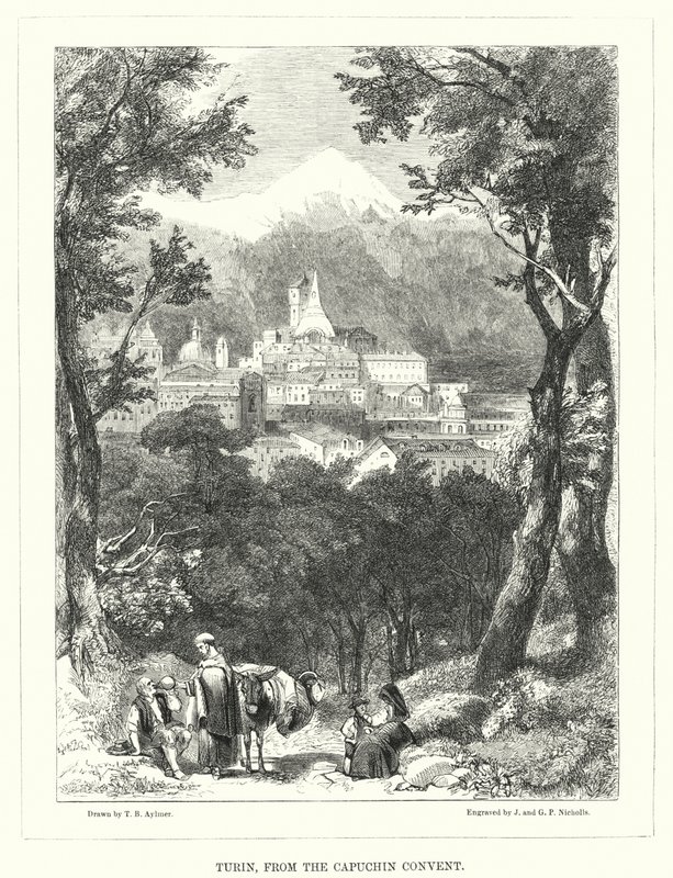 Turín, desde el Convento de los Capuchinos (grabado) de Thomas Brabazon Aylmer