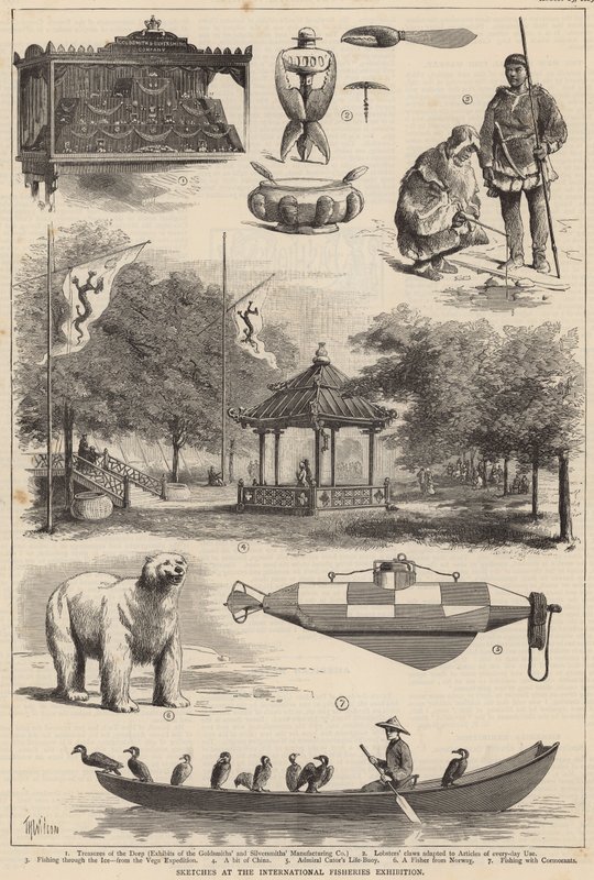 Bocetos en la Exposición Internacional de Pesca de Thomas Harrington Wilson
