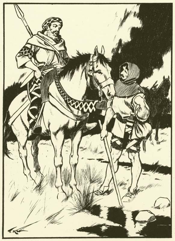 Carlomagno y el carbonero (grabado) de Thomas Heath Robinson