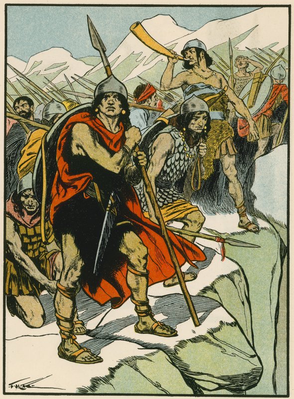 Soldados de Aníbal (litografía en color) de Thomas Heath Robinson