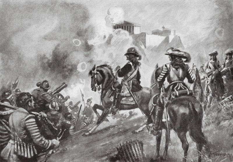 Francesco Morosini bombardea el Partenón de Thomas Hutchison Peddie
