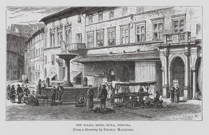 Plaza Sopra Mura, Perugia (grabado) de Thomas Robert Macquoid
