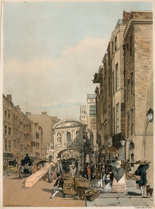 Temple Bar desde The Strand, Londres de Thomas Shotter Boys