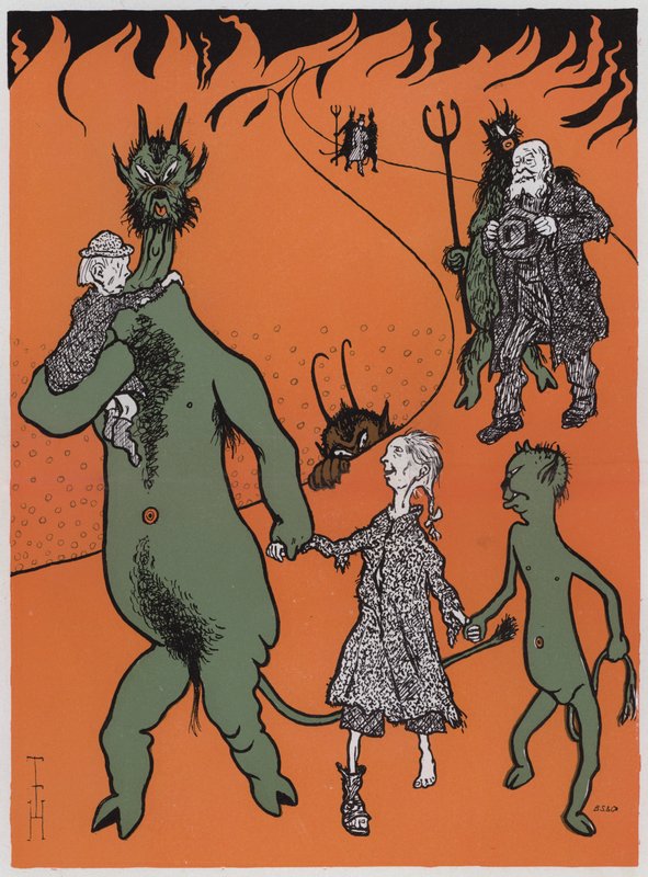 La angustia del carbón (litografía en color) de Thomas Theodor Heine