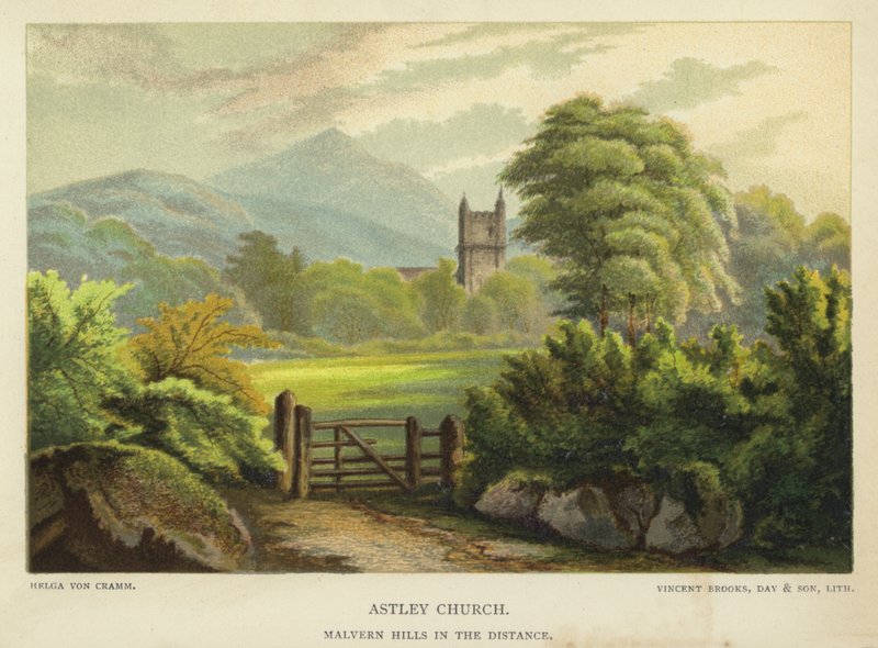 Iglesia de Astley, colinas de Malvern en la distancia de Unbekannt Unbekannt