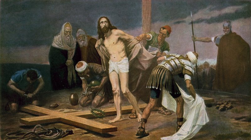Jesús es despojado de sus ropas antes de su crucifixión de Unbekannt Unbekannt