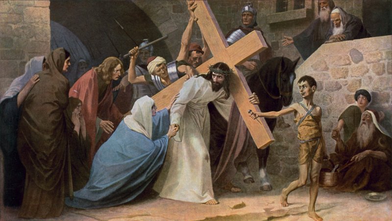 Jesús se encuentra con su madre, María, mientras lleva la Cruz de Unbekannt Unbekannt