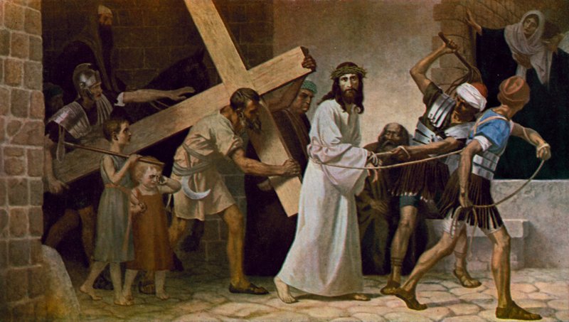 Simón de Cirene ayudando a Jesús a llevar la Cruz de Unbekannt Unbekannt