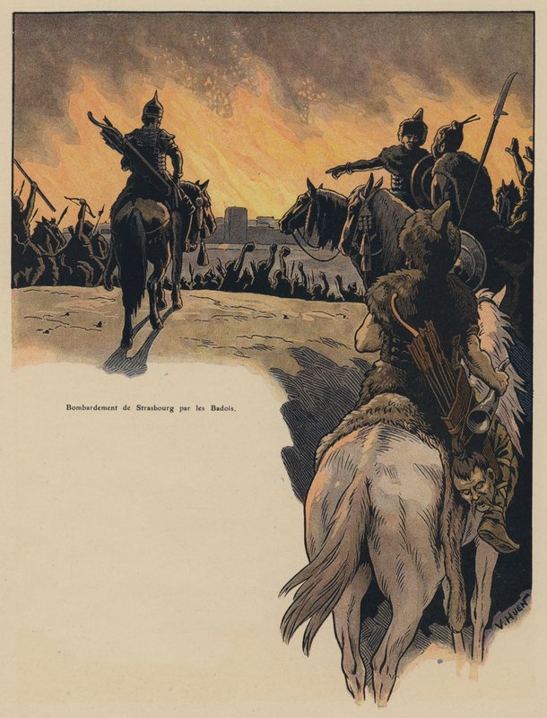Bombardeo de Estrasburgo por los alamanes, siglo IV de Victor Huen