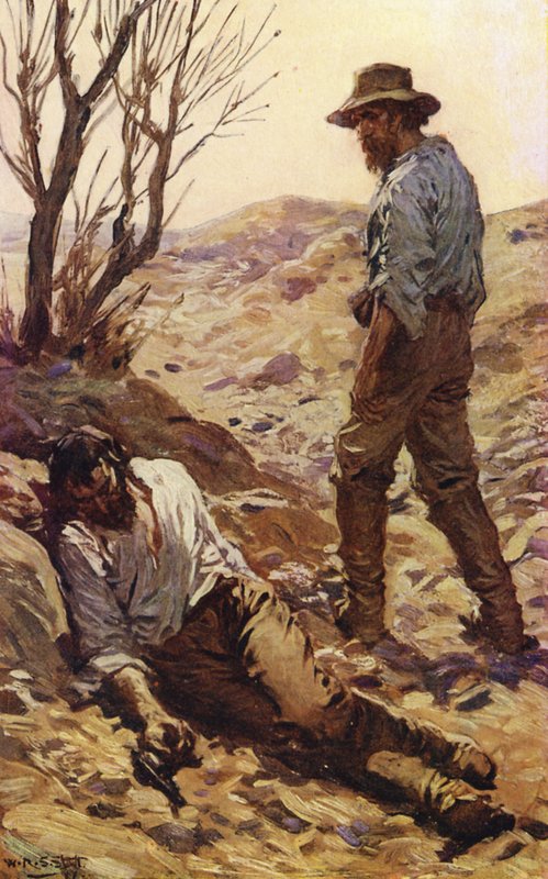 La muerte de Burke (litografía en color) de W.R.S. (after) Stott