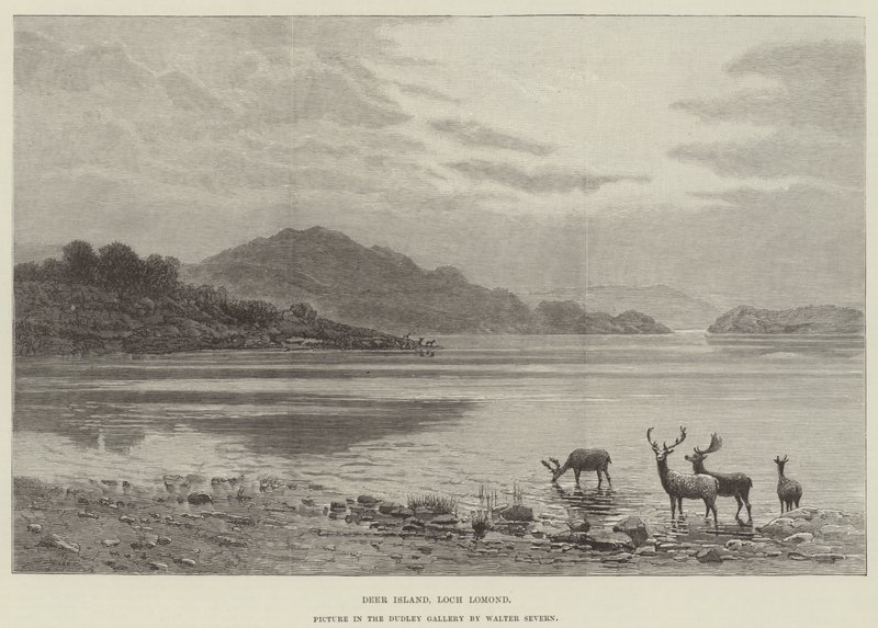 Isla de los Ciervos, Loch Lomond, cuadro en la Galería Dudley de Walter Severn