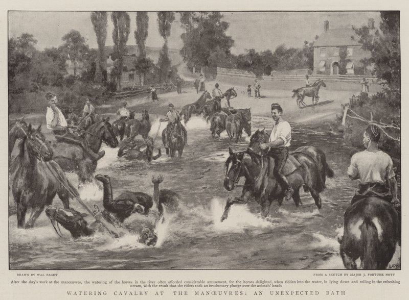 Caballería regando en las maniobras, un baño inesperado de Walter Stanley Paget