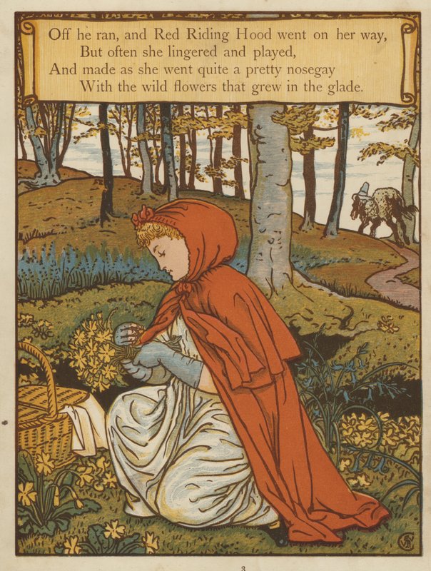 Caperucita Roja (litografía a color) de Walter Crane