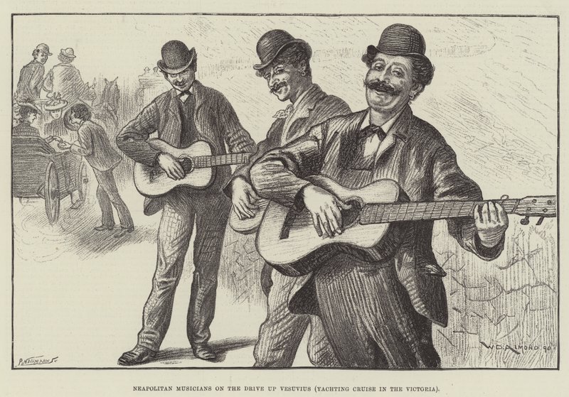 Músicos napolitanos en el camino hacia el Vesubio (crucero en el Victoria) de William Douglas Almond