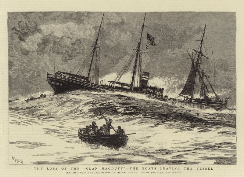 La pérdida del Clan MacDuff, los botes dejando el barco de William Lionel Wyllie