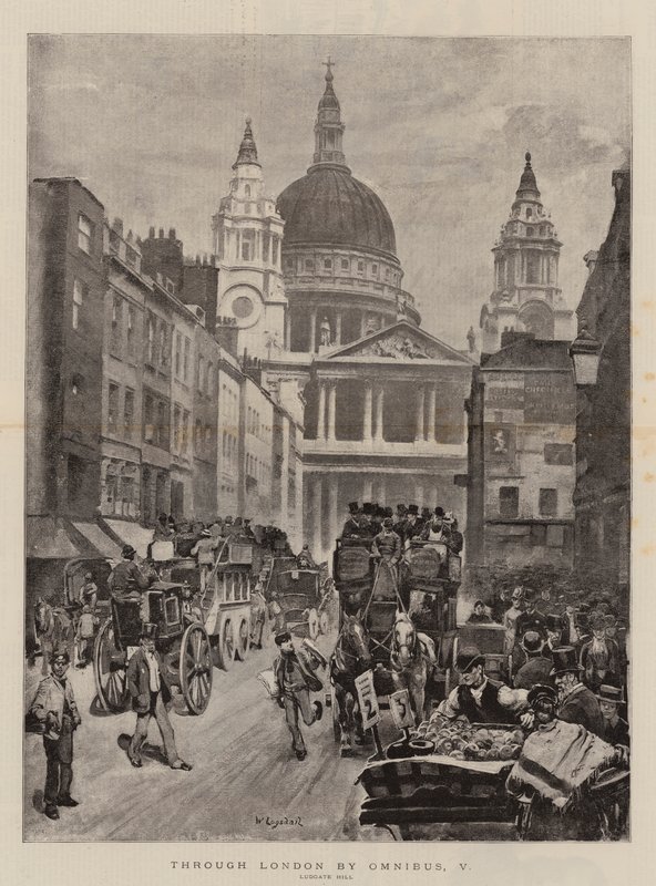 Por Londres en ómnibus, V de William Logsdail