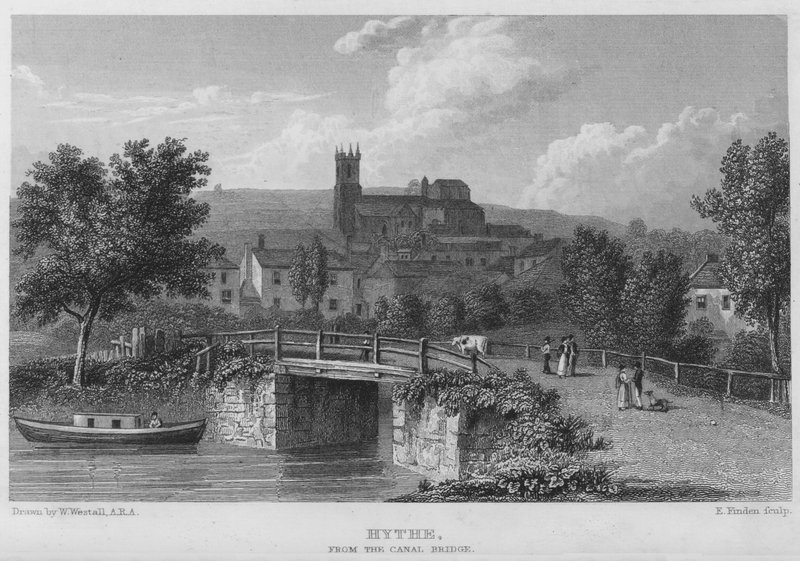 Hythe, desde el Puente del Canal (grabado) de William (after) Westall