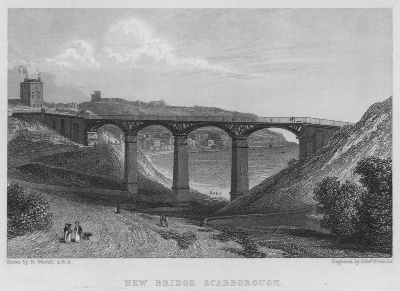Puente Nuevo, Scarborough (grabado) de William (after) Westall
