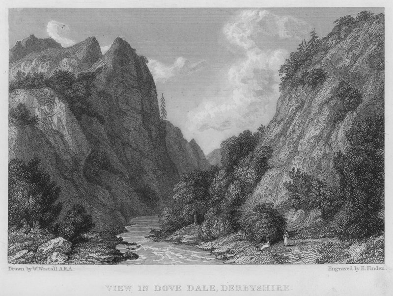 Vista en Dove Dale, Derbyshire de William (after) Westall