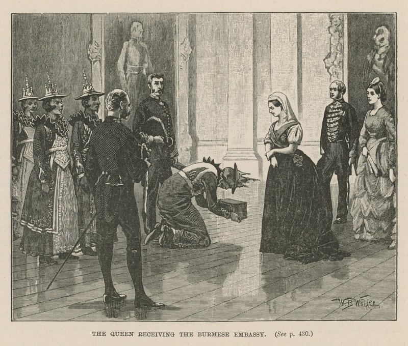 La Reina recibiendo a la embajada birmana de William Barnes Wollen