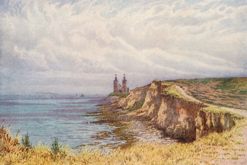Reculver desde el Oeste (litografía en color) de William Biscombe Gardner