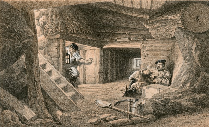 Mina en el Bastión du Mat de William Crimea Simpson