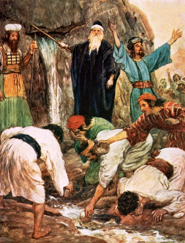 Moisés golpeando la roca de William Hatherell