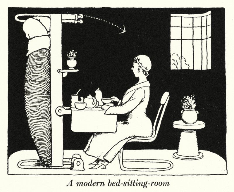 Una habitación moderna de William Heath Robinson