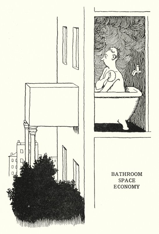 Economía de Espacio en el Baño de William Heath Robinson