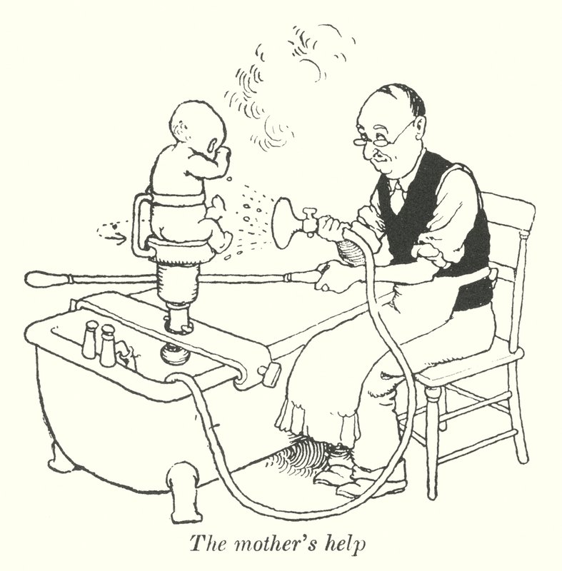 La ayuda de la madre (litografía) de William Heath Robinson