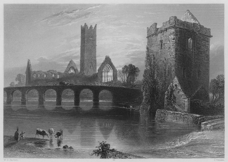 Abadía de Clare, Galway (grabado) de William Henry (after) Bartlett