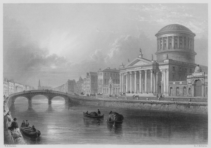 Los Cuatro Tribunales, Dublín de William Henry (after) Bartlett