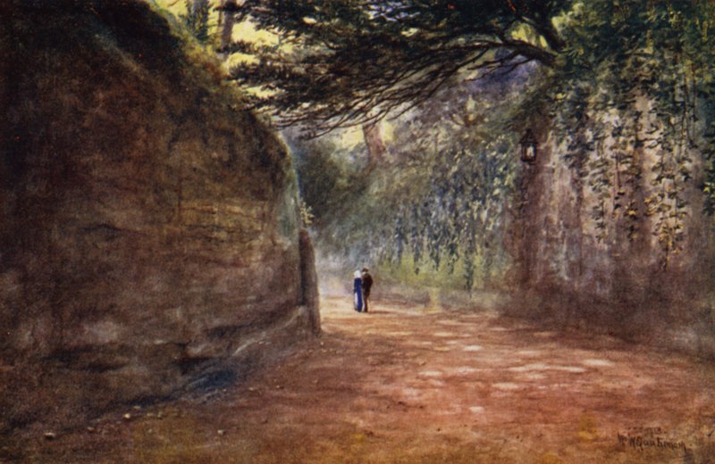 The Drive, Warwick Castle (litografia en color) de William W. Quatremain